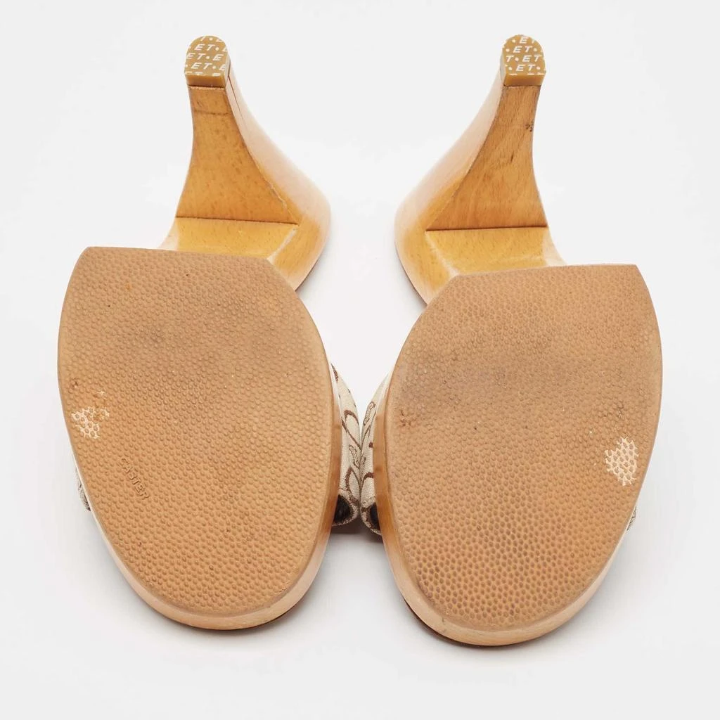 Celine Celine Beige/Brown Logo Print Canvas Platform Slide Sandals Size 37 6