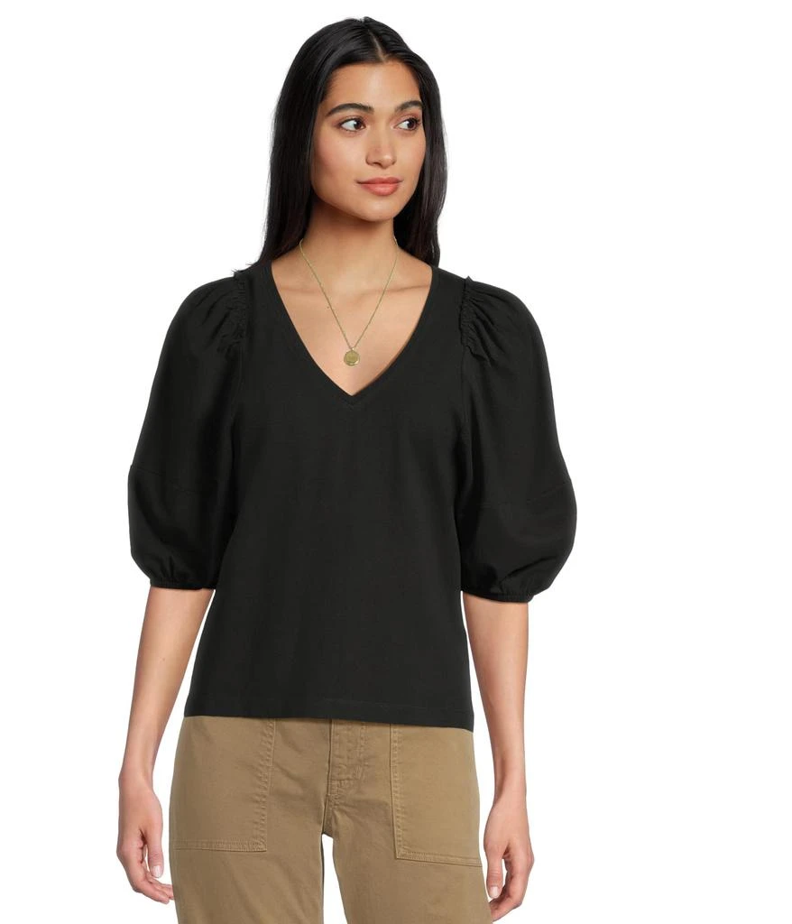 Madewell Puff Sleeve V-Neck Tee 1