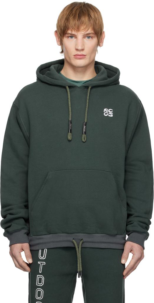 RCOS Green Stack Logo Embroidered Hoodie