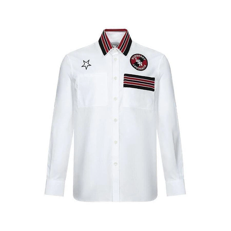 Burberry Burberry Tidewater Logo Pattern Cotton Loose Oxford Shirt, Size X-Small 1