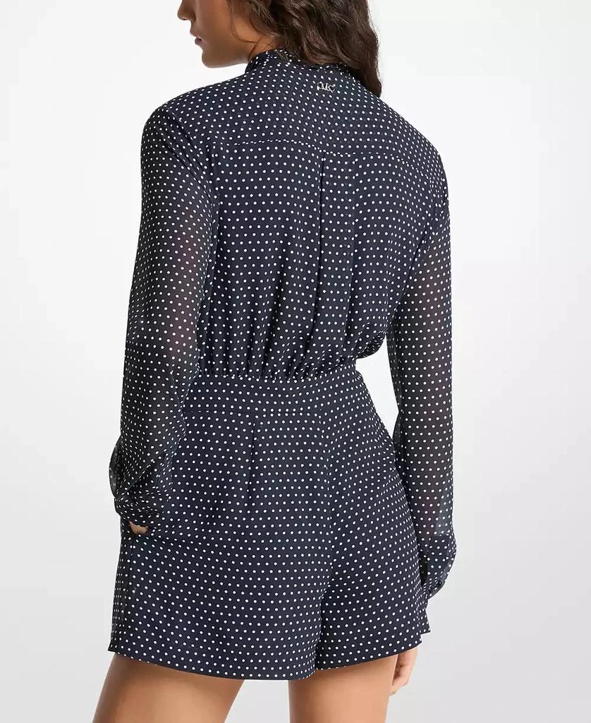Michael Kors Women's Dotted Bow Tie Long-Sleeve Romper 3