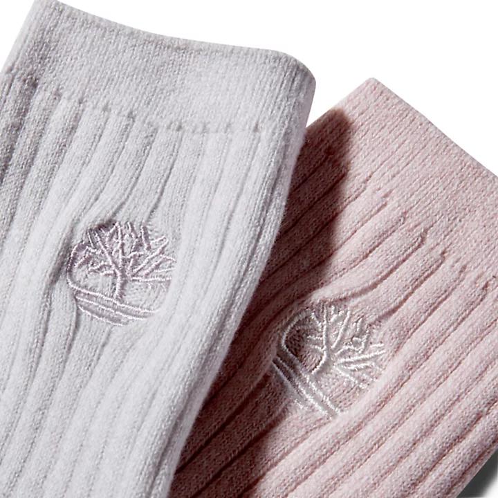 Timberland Women's 2-Pack Ribbed Boot Socks in Pink