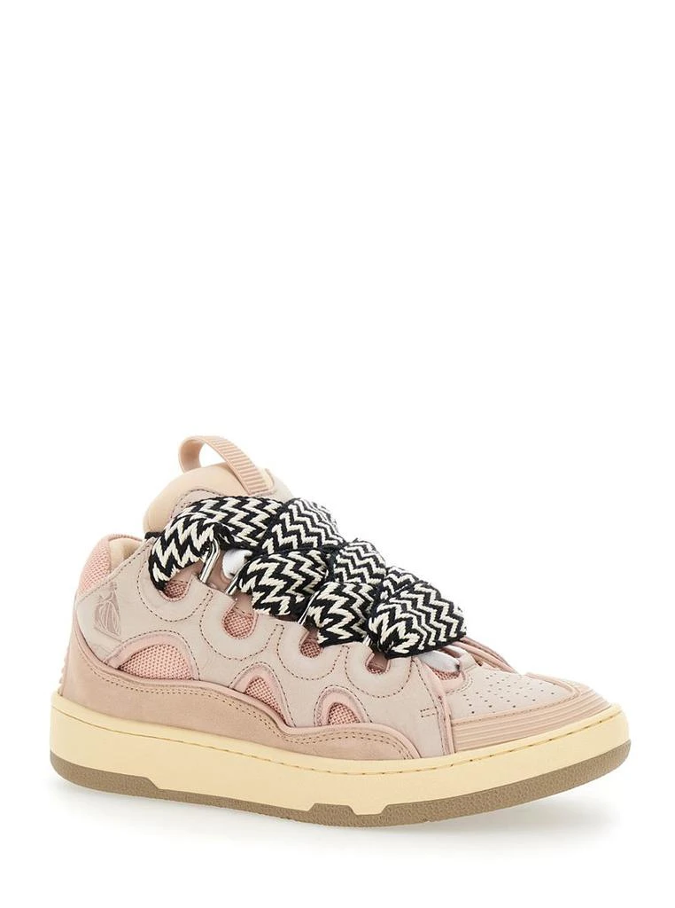 Lanvin 'Curb' Pink Sneakers With White And Black Laces In Leather Pink Unisex 2