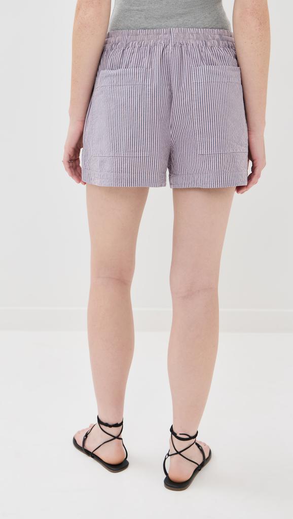 Tibi Garment Dyed Seersucker Pull On Shorts