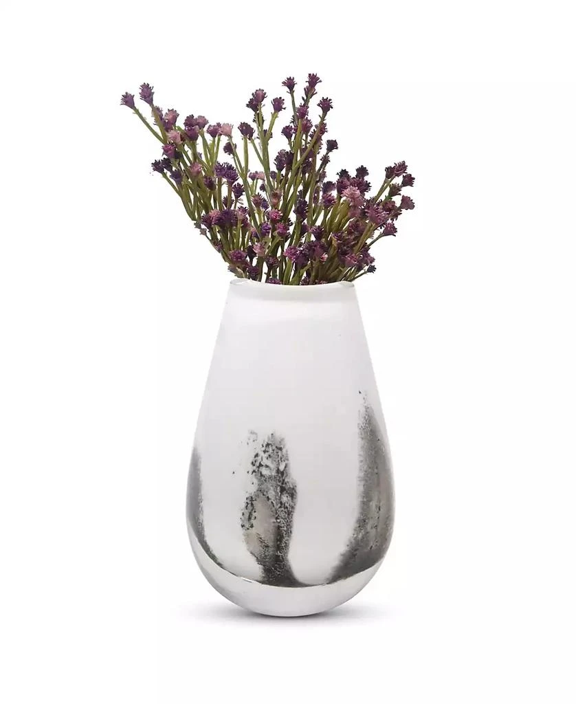 Vivience 6.5"H White with Black Strokes Glass Bud Vase 2