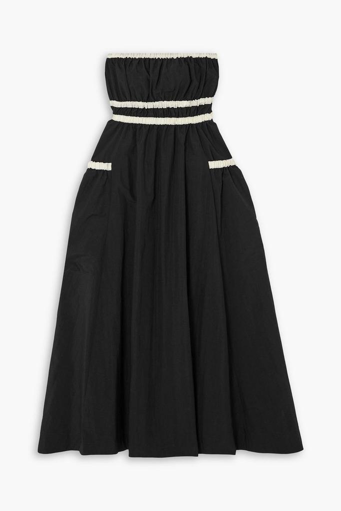 Molly Goddard Amber strapless grosgrain-trimmed shirred taffeta midi dress