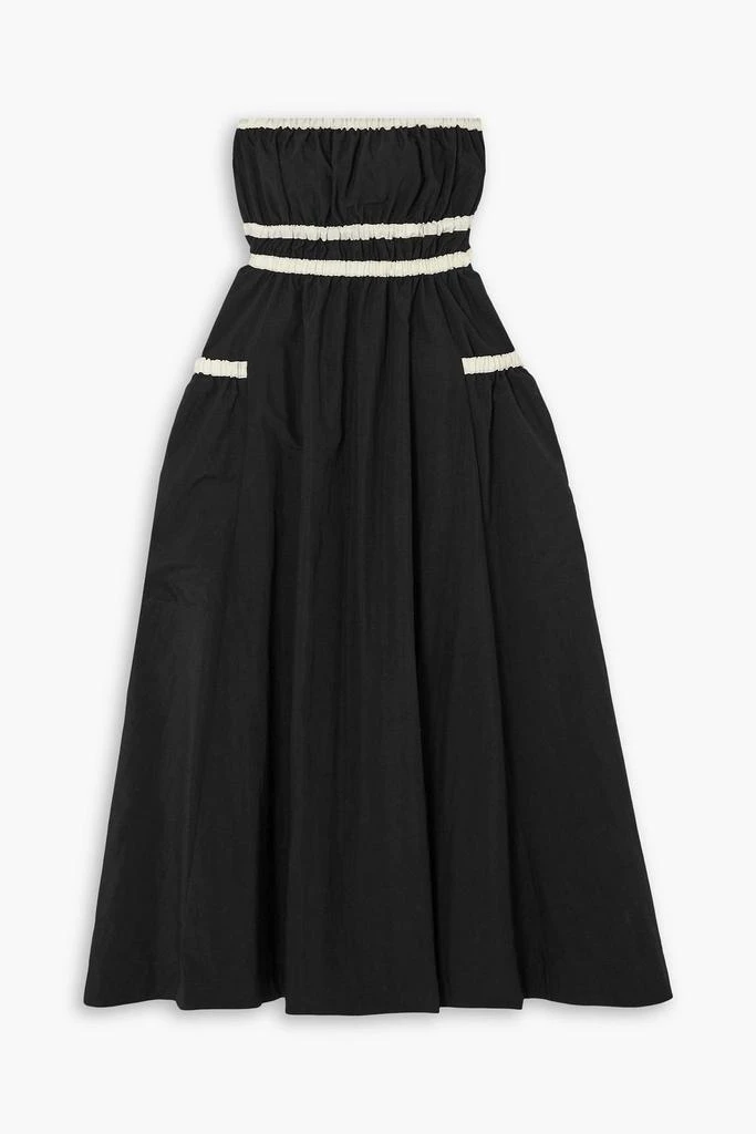 Molly Goddard Amber strapless grosgrain-trimmed shirred taffeta midi dress 1