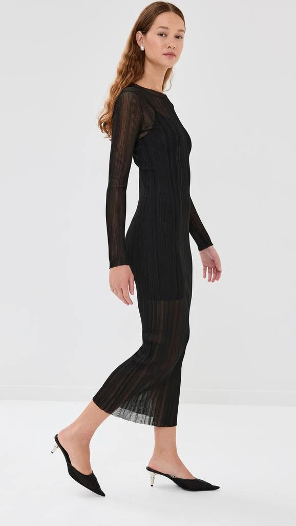 ROSETTA GETTY Sheer Plissé Long Sleeve Dress 3