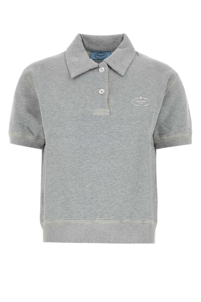 Shop Prada - Mohair-Blend Knit Polo Top - Blue - IT 38