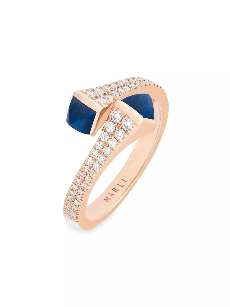 Marli Cleo 18K Rose Gold, Lapis Lazuli & Diamond Wrap Ring 1