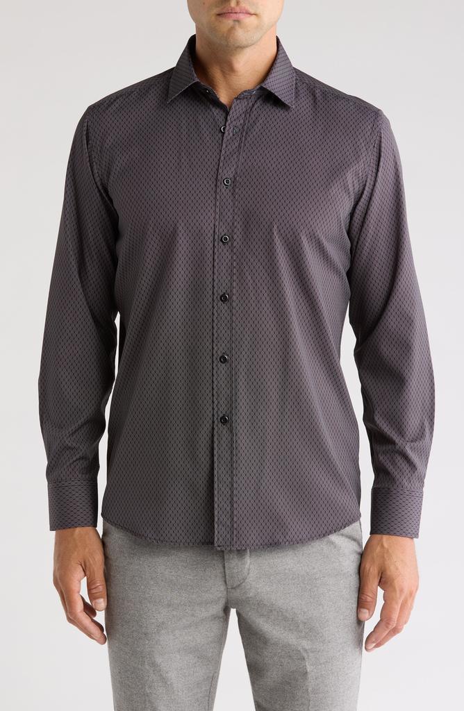 TR Premium Geo Print Stretch Button-Up Shirt