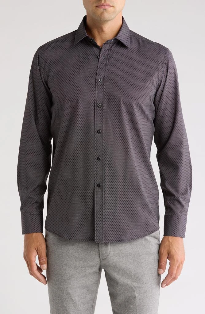 TR Premium Geo Print Stretch Button-Up Shirt 1