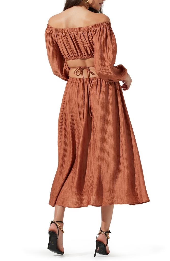 ASTR the Label Cassian Off the Shoulder Long Sleeve Midi Dress