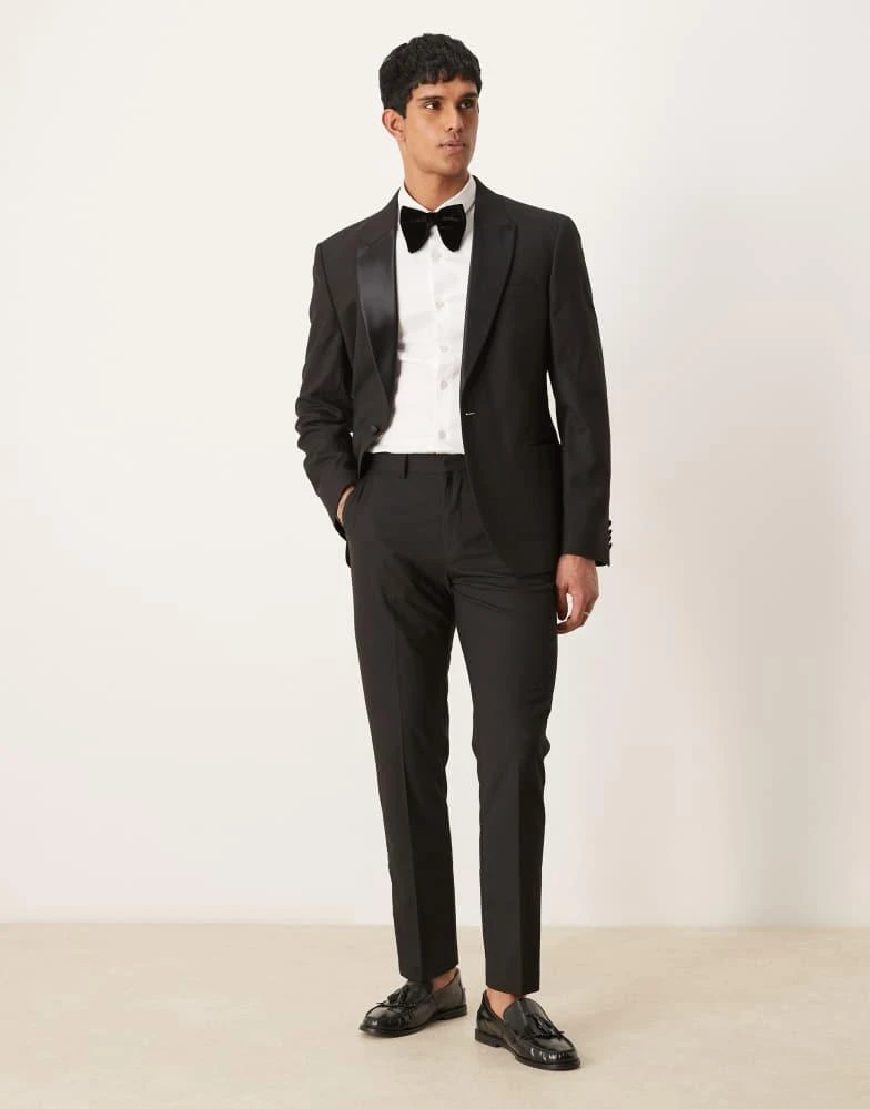 ASOS ASOS DESIGN slim fit tuxedo trousers in black 1