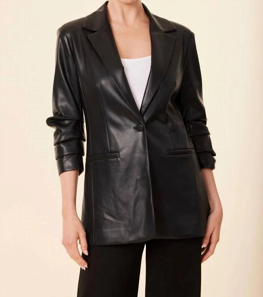 DOLCE CABO Dolce Cabo - Leather Ruched Sleeve Blazer