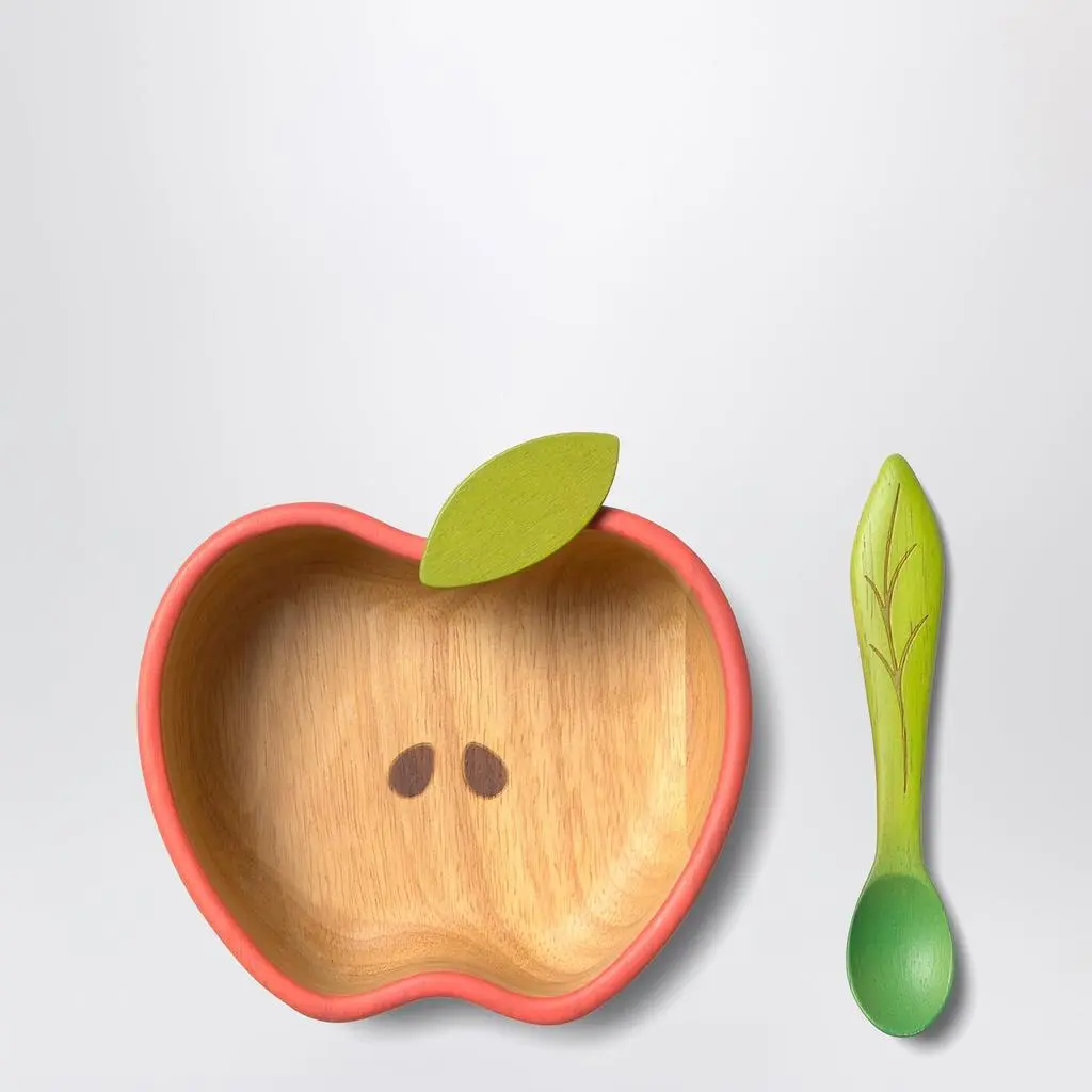 Oli & Carol Apple-shaped plate and spoon set