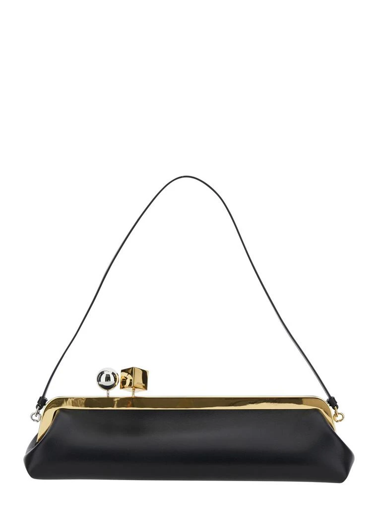 Jacquemus la Pochette Salon Black Shoulder Bag With Kiss-lock Closure And Removable Shoulder Strap In Leather Woman 1