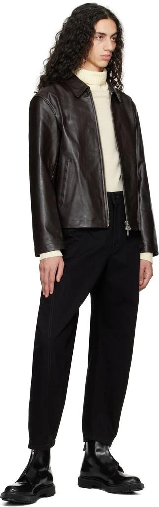 Dunst Brown Calf Skin Collared Leather Jacket 4