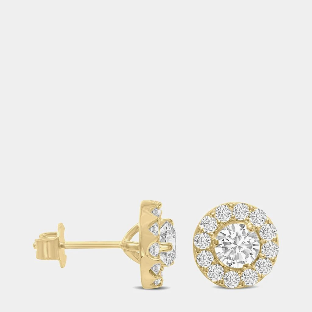 Fara 14K Yellow Gold Lab Grown Diamond Halo Earrings (3.00 Ct) 2