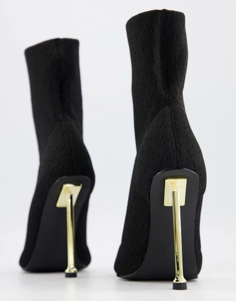 Simmi Wide Fit Simmi London Wide Fit Shae sock boots with gold heel in black 3