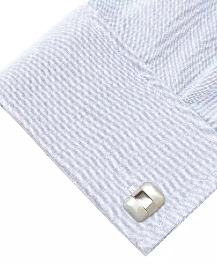 Ox and Bull Trading Co. Men's Silver Wrapped Mother of Pearl Cufflinks 3