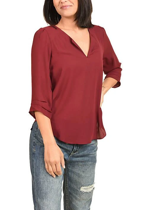 DR2 by Daniel Rainn By Daniel Rainn 3 4 Sleeve V Neck Blouse 1