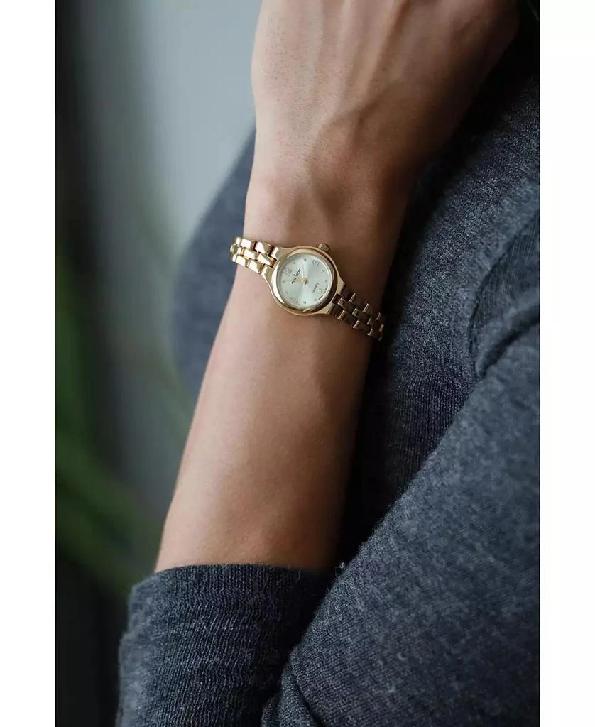 Peugeot Women's 22mm Gold Dial Round Self-Adjust Link Bracelet Watch 3