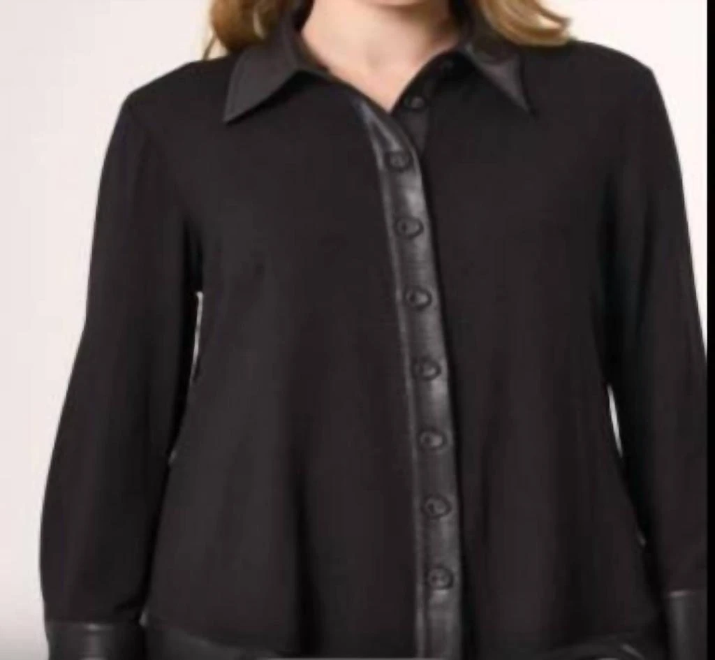 ANGEL Angel - Button down shirt jacket with vegan leather trim