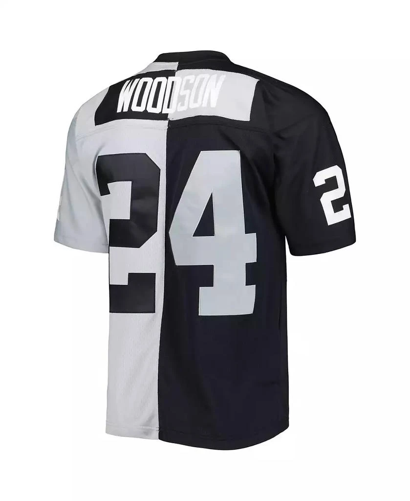 Mitchell 
Ness Men
s Charles Woodson Black and Silver Las Vegas Raiders 1998 Split Legacy Replica Jersey 2
