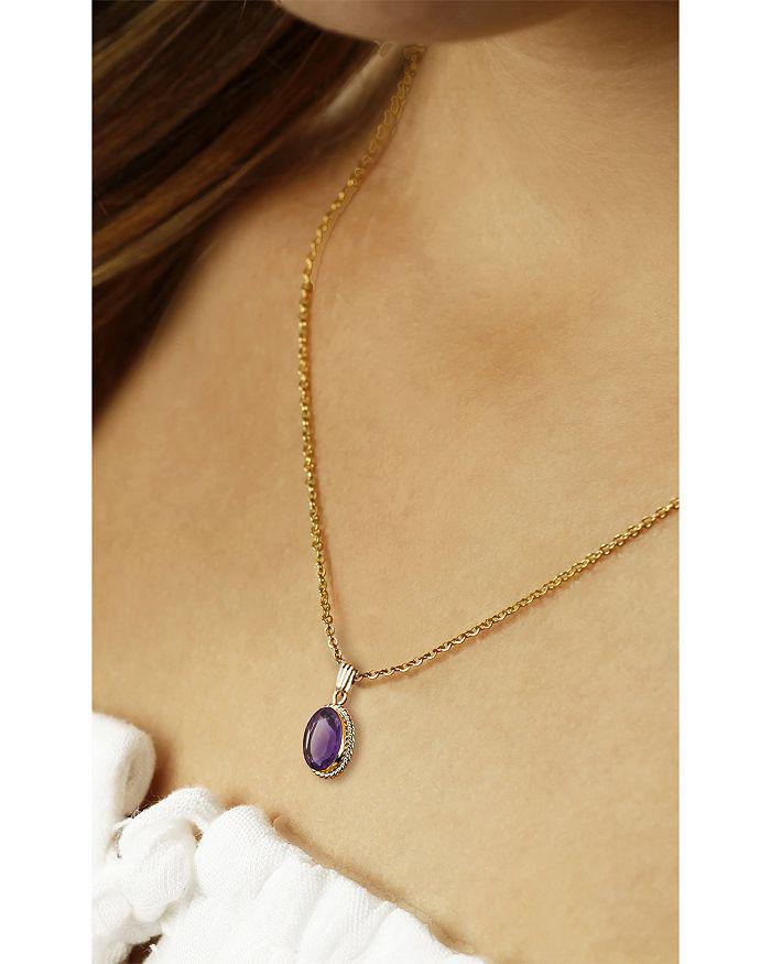Bloomingdale's Fine Collection Gemstone Faceted Oval Pendant Necklace in 14K Yellow Gold, 18"