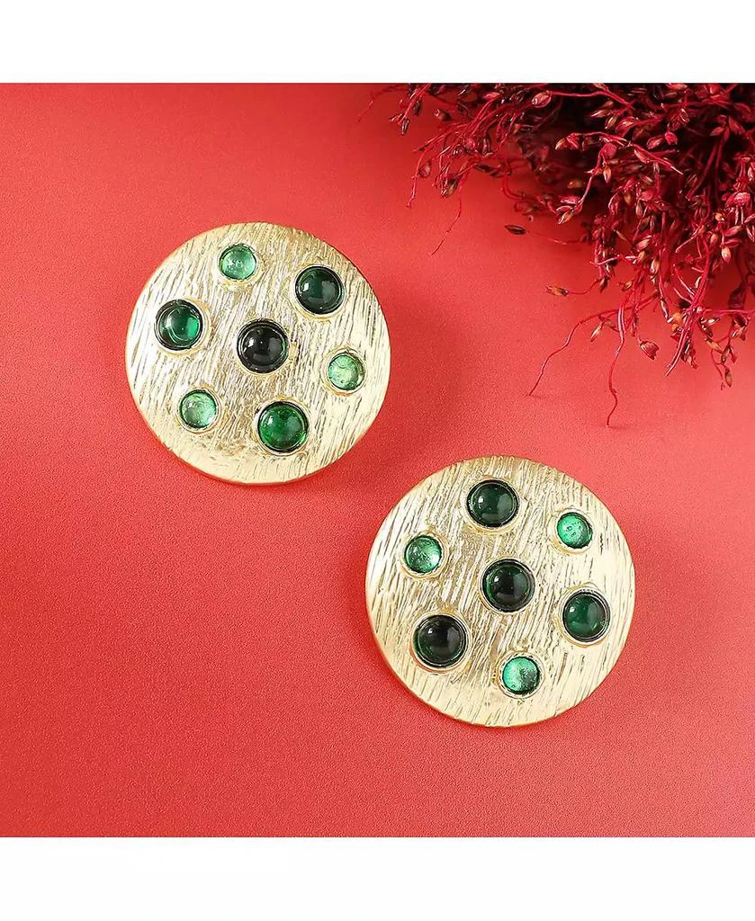 SOHI Emerald Cascade Stud Earrings 2