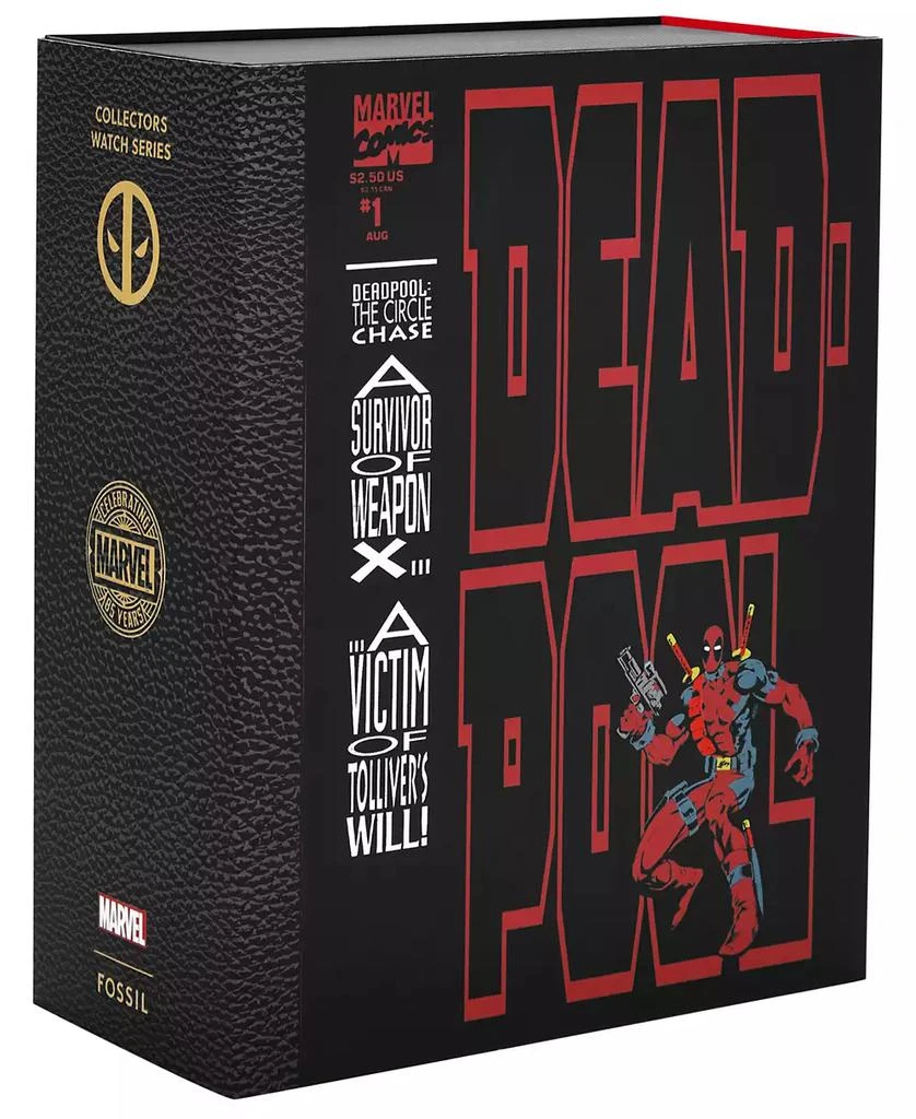 Fossil Unisex Marvel x Limited Edition Automatic Red and Black Nylon and Leather Watch, 42mm 12
