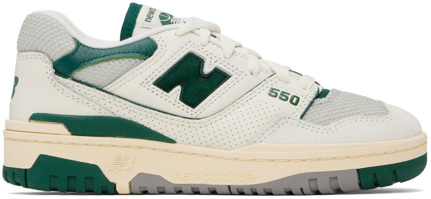 New Balance Off-White & Green 550 Sneakers