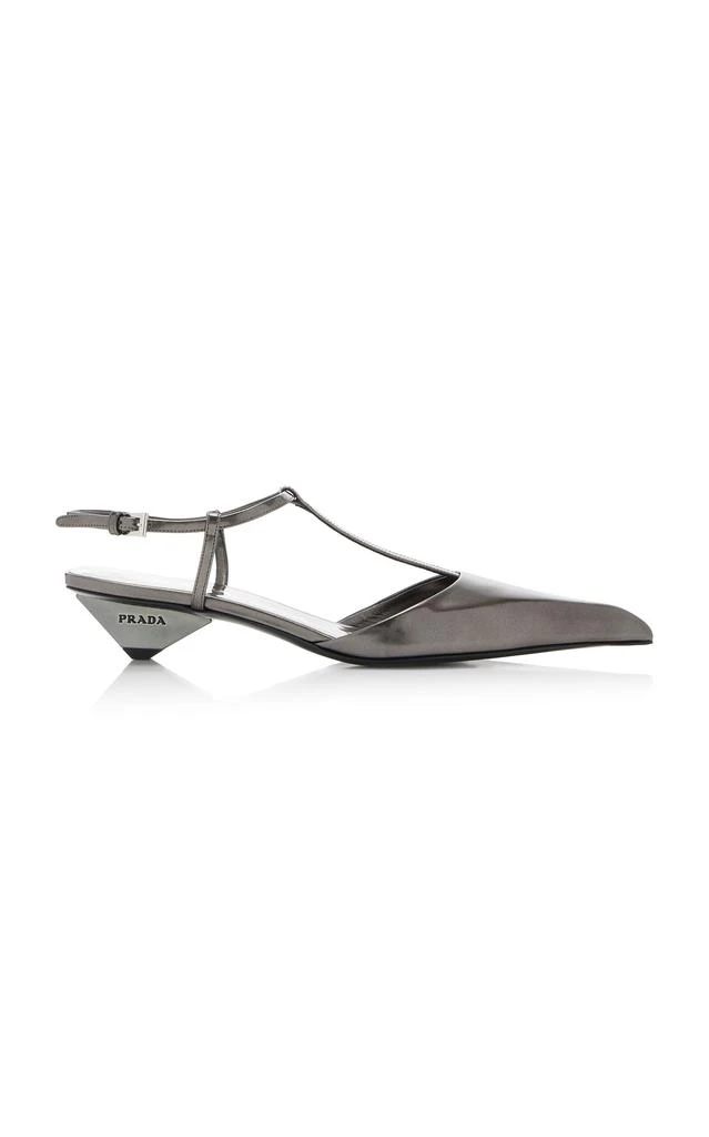 Shop Prada Metallic Leather Pumps Silver IT Moda