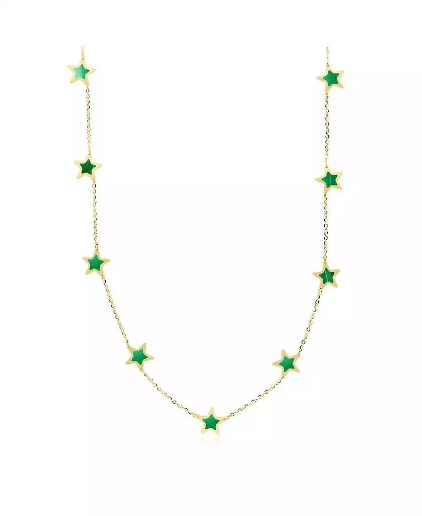 The Lovery Women
s Malachite Star Station Necklace 14K Gold