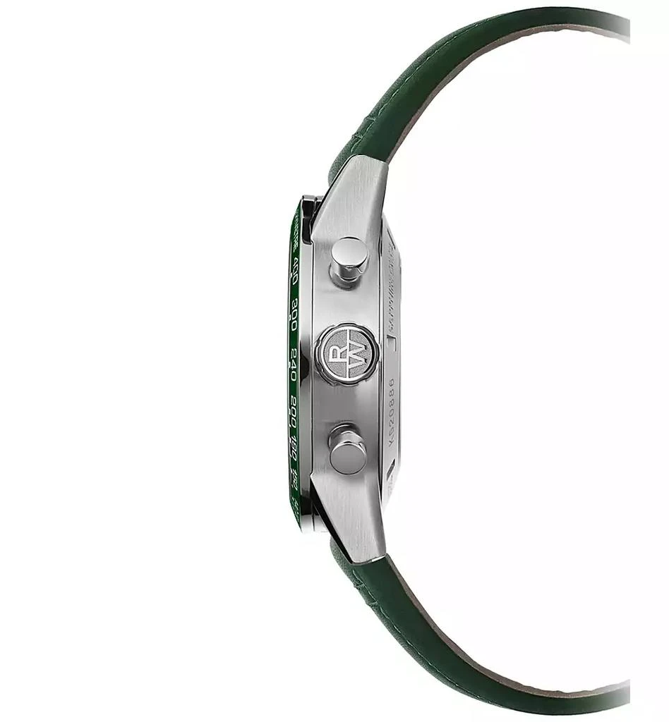 Raymond Weil Men
s Swiss Automatic Chronograph Freelancer Green Leather Strap Watch 43.5mm 2