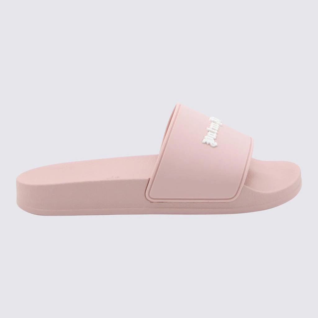 Palm Angels Palm Angels Pink And White Rubber Slides 1