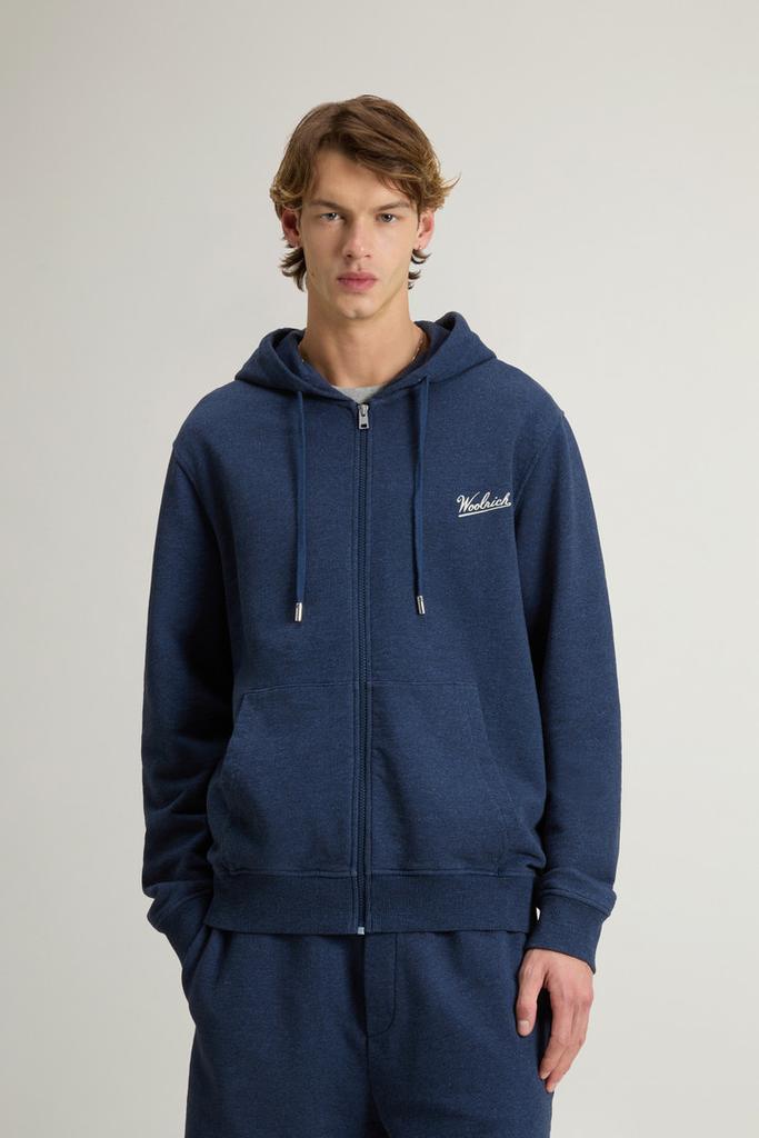 Woolrich Full-zip Hoodie in Pure Cotton Mouliné - Men - Gray