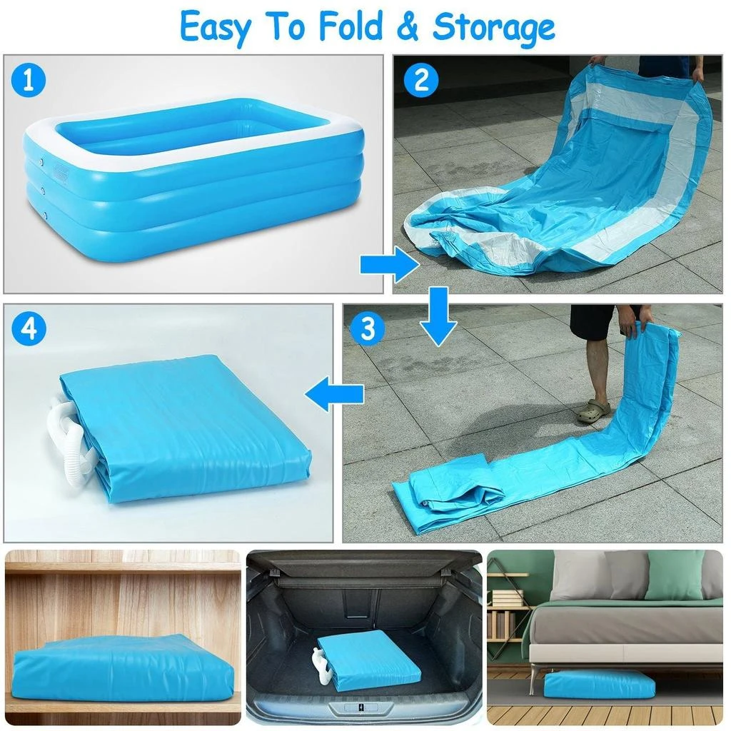 EJOMI Inflatable Pool for Adults 103*69*24inch Family Swim Play Center Pool Blow up Kiddie Pool for Family Inflatable Lounge Pool 3