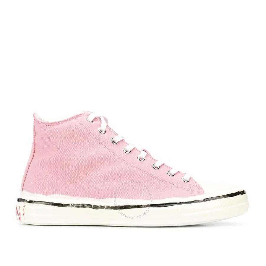 Marni Ladies Pink Cotton Canvas High-top Sneakers 1