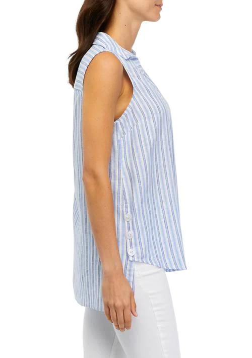 JONES NEW YORK New York Womens Sleeveless Collared V Neck Hi Low Blouse 3