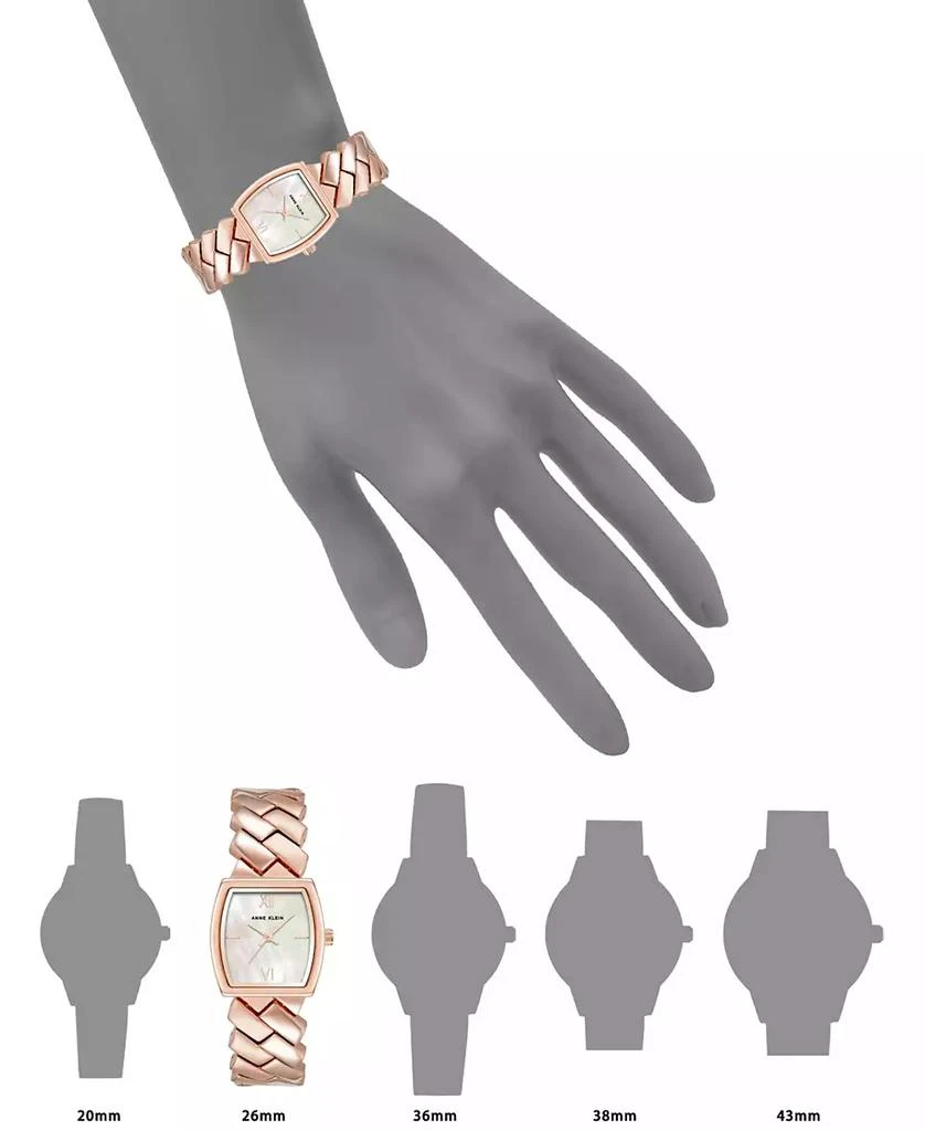 Anne Klein Women's Quartz Herringbone Rose Gold-Tone Alloy Metal Bracelet Watch 4