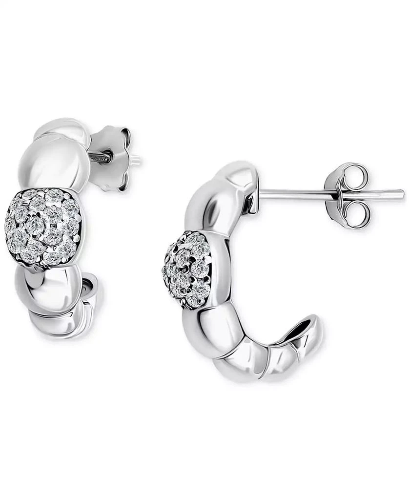 Giani Bernini Cubic Zirconia Accent Puffy Half Hoop Earrings in Sterling Silver (also in 18k Yellow Gold over Sterling Silver), Exclusively at Macy's 1