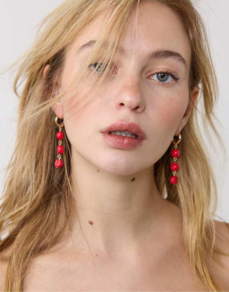 Stradivarius Stradivarius Set of 2 pairs of tomato earrings in red