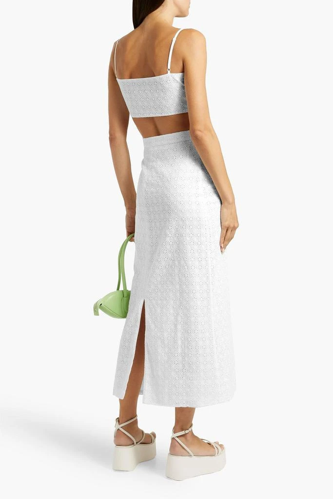HVN Affie cropped broderie anglaise cotton top and midi skirt set 3