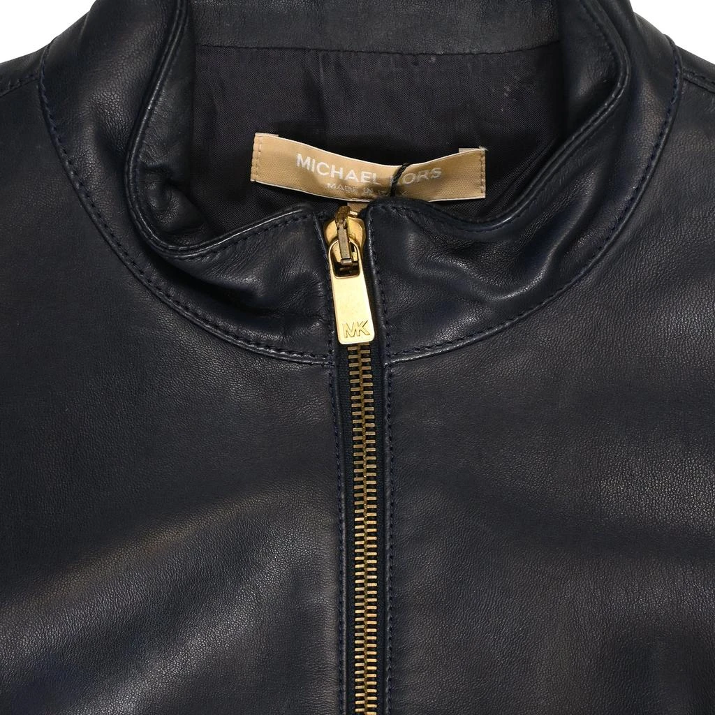 Michael Kors Zipped Jacket in Navy Blue Leather 5