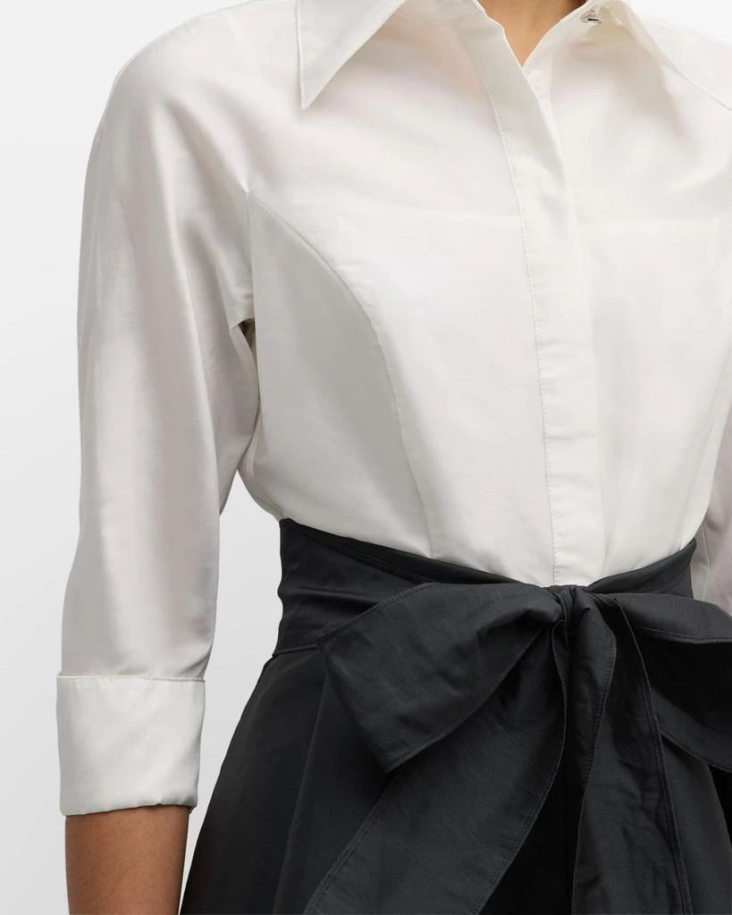 Teri Jon Two-Tone 3/4-Sleeve Taffeta Shirtdress 7