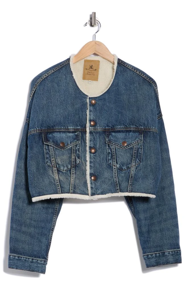 Denimist Faux Shearling Lined Crop Denim Jacket 3