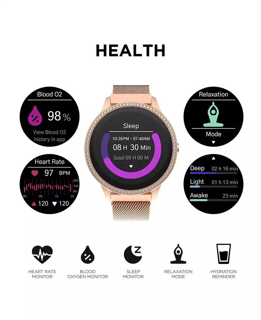 iTouch Sport 4 Unisex Rose Gold-Tone Mesh Bracelet Smartwatch 43.2mm 3
