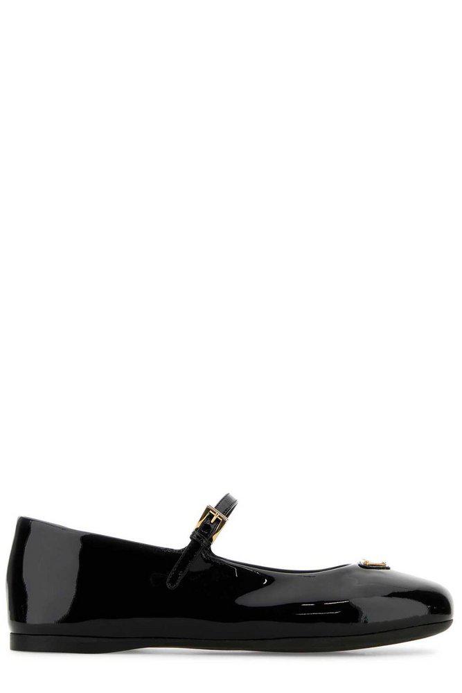 Prada Prada Triangle-Logo Round-Toe Ballerina Shoes